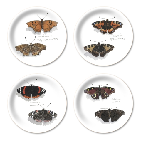 Glasunderlägg - fjärilar - 4-pack